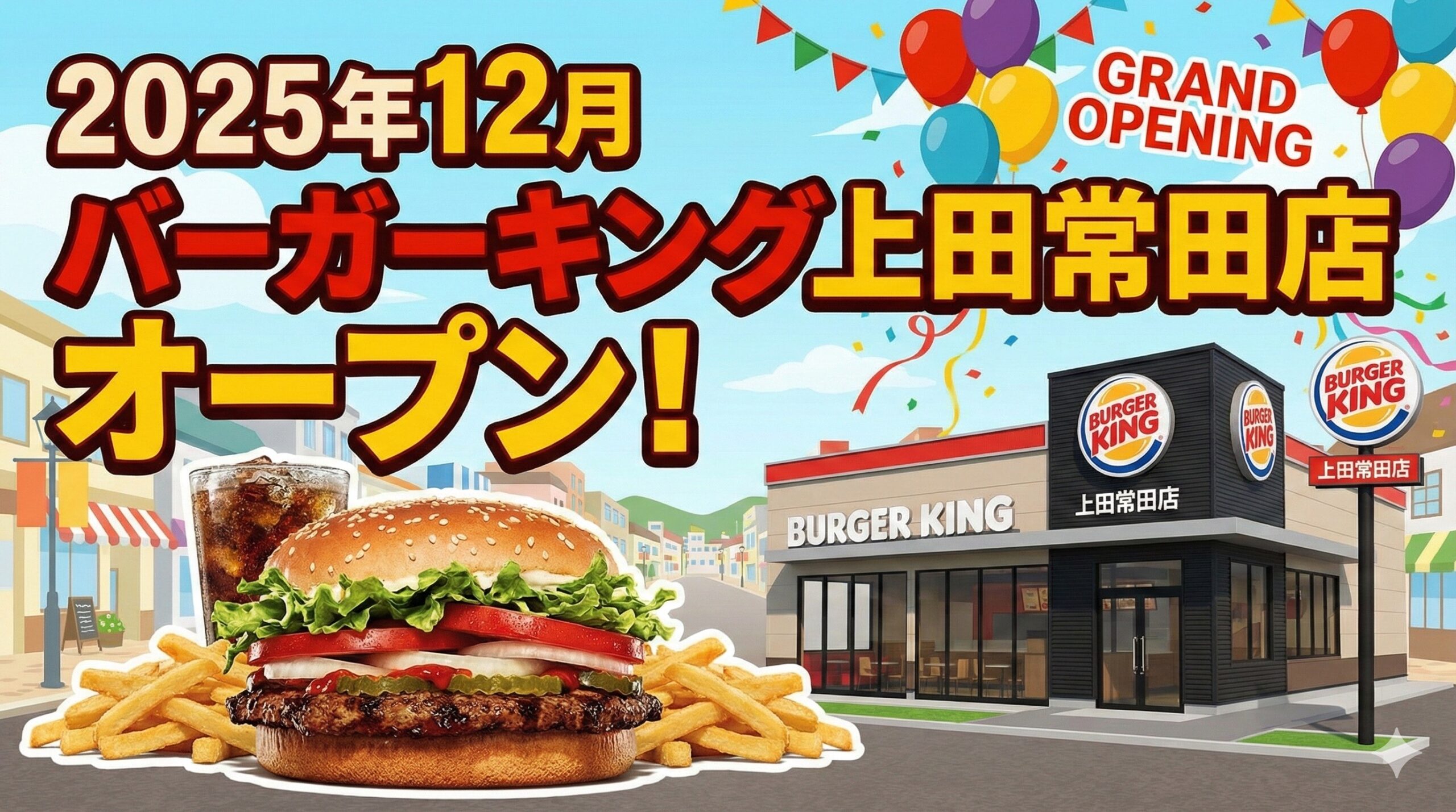 【上田市】バーガーキング上田常田店が上田東高校近くの旧ファミマ跡地にオープン│いつから開店?バーガーキングってどんなお店?福袋2026最新情報もご紹介!