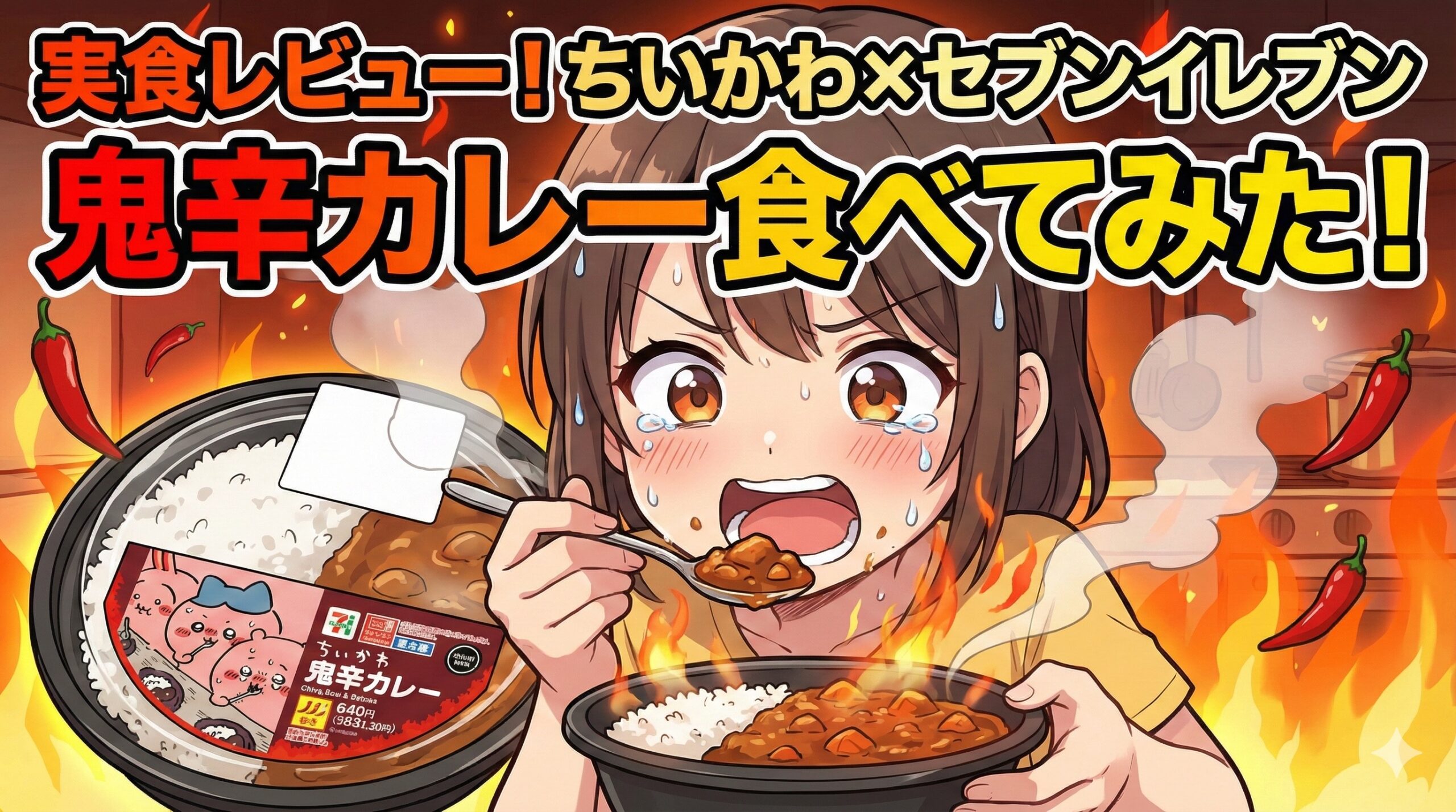 【ちいかわ】実食レポ！セブンコラボの「鬼辛カレー」食べてみた！子どもでも食べられる？原作並みに辛いの？原作での鬼辛カレーとは？
