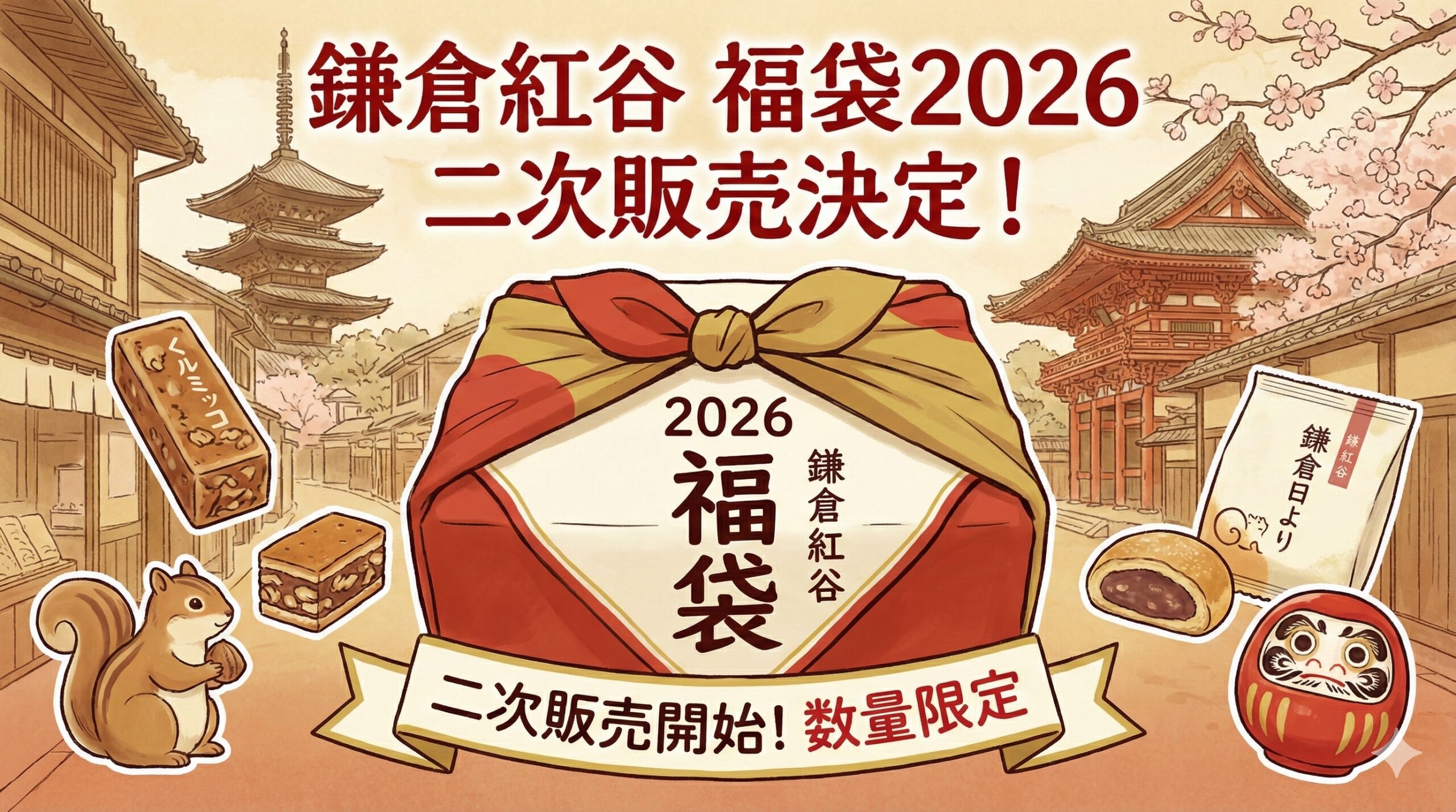 【鎌倉紅谷福袋2026】二次販売は12月22日12時から！先着順の攻略法と中身ネタバレ(もぐもぐ/ふわふわ)・口コミを徹底解説