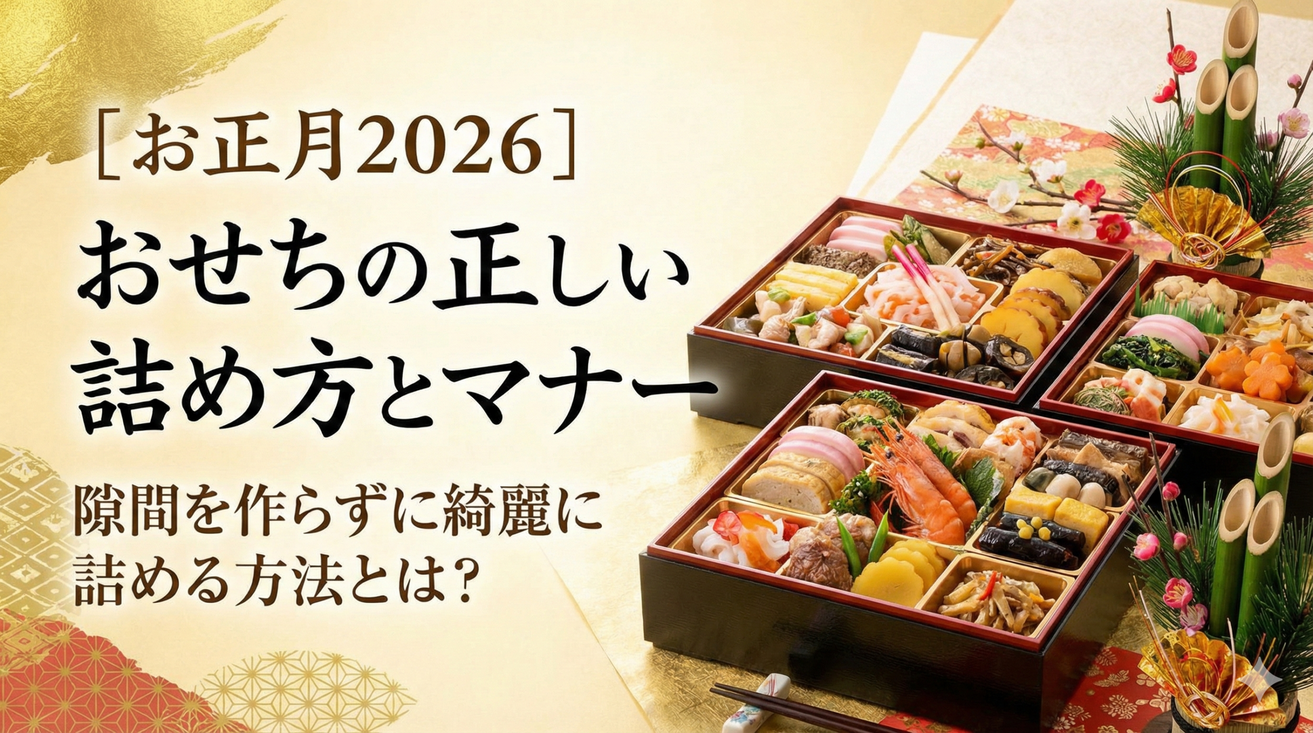 【おせちの詰め方2026】ルールとNGマナーは?隙間なく詰めるコツや重箱の意味を徹底解説!