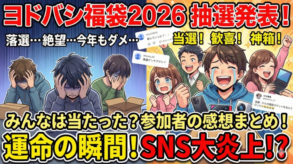 【ヨドバシ福袋2026】抽選発表！みんなは当たった？抽選参加者の感想(肯定的・否定的)まとめ│初売りはいつから？お正月キャンペーンやイベント最新情報もご紹介！