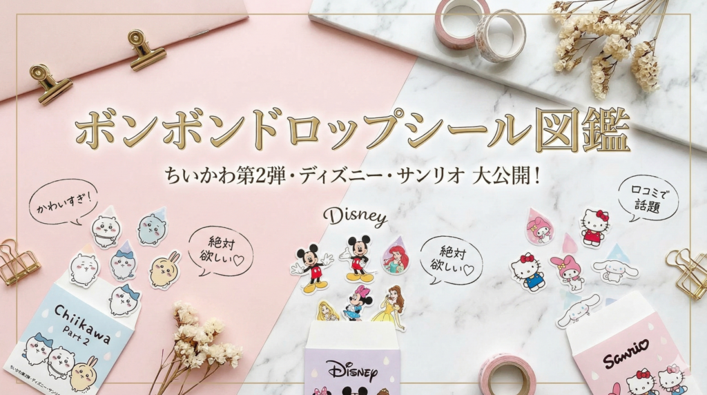 【ボンボンドロップシール図鑑】ちいかわ第2弾やディズニー、サンリオを大公開！人気のボンドロ一覧と口コミ