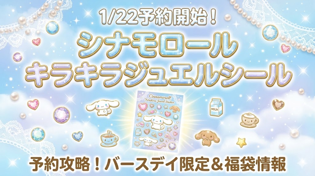 【1/22予約開始】シナモロールのキラキラジュエルシール予約攻略！バースデイ限定のデザイン＆シナモロールの魅力や福袋情報を徹底解説
