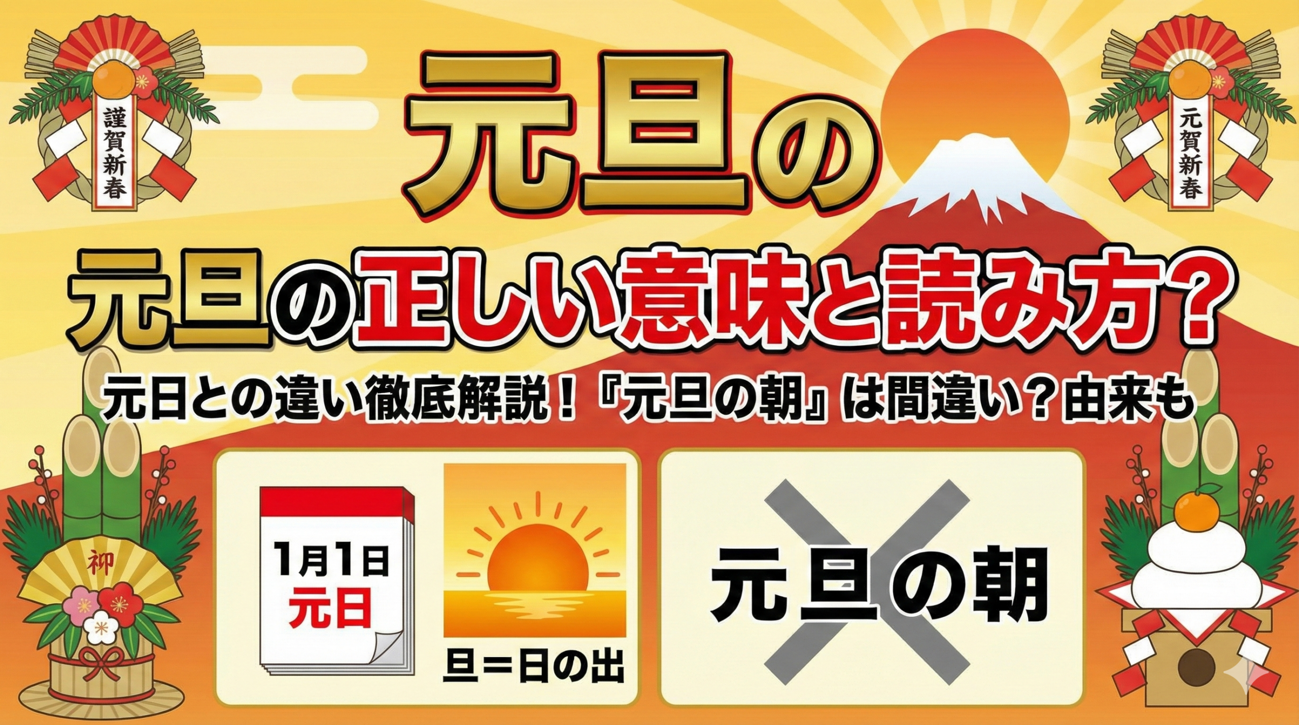 元旦の正しい意味と読み方は？元日との違いや「元旦の朝」などの間違った使い方・由来を徹底解説