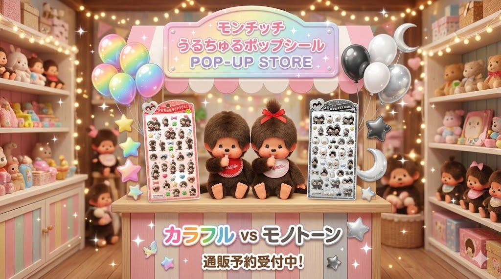 【ボンボンドロップシール風】モンチッチうるちゅるポップシールはどこで売ってる？モノトーンとカラフルの違いや通販予約を解説