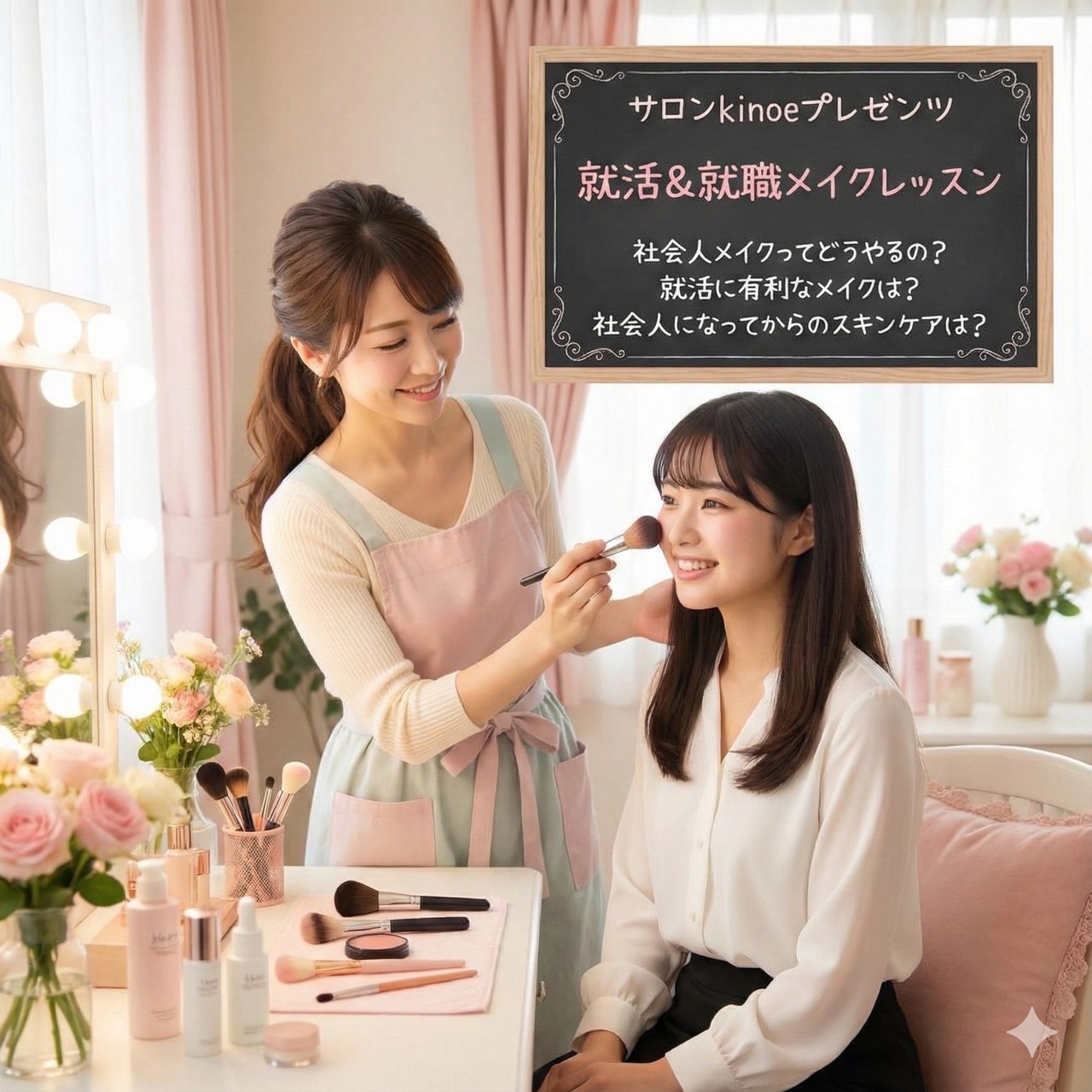 【就活＆社会人メイクレッスン】サロンkinoeで開催！好印象なメイクポイントとコツは？NGメイク例も美容のプロkinoeが徹底解説【松本市】