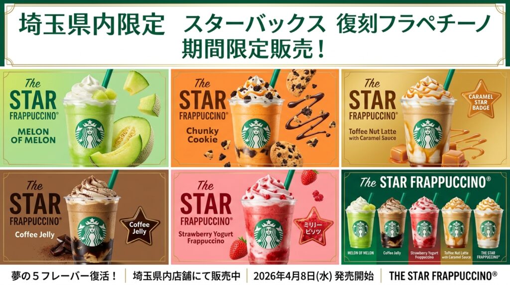 【埼玉県】スタバ全97店舗の限定フラペチーノ販売リスト！エリア別お店完全ガイド（スターバックス）