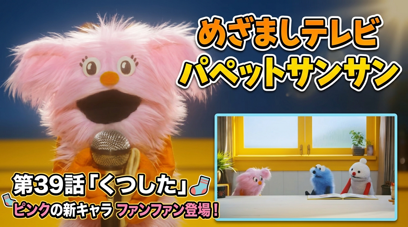 めざましテレビパペットスンスン 第39話「くつした」のあらすじ!ピンクの新キャラファンファン回!