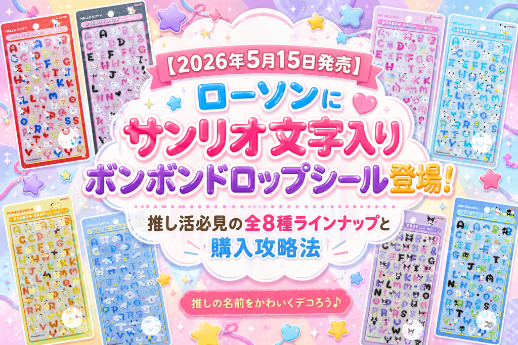 【2026年5月15日発売】ローソンにサンリオ文字入りボンボンドロップシール登場！推し活必見の全8種ラインナップと購入攻略法