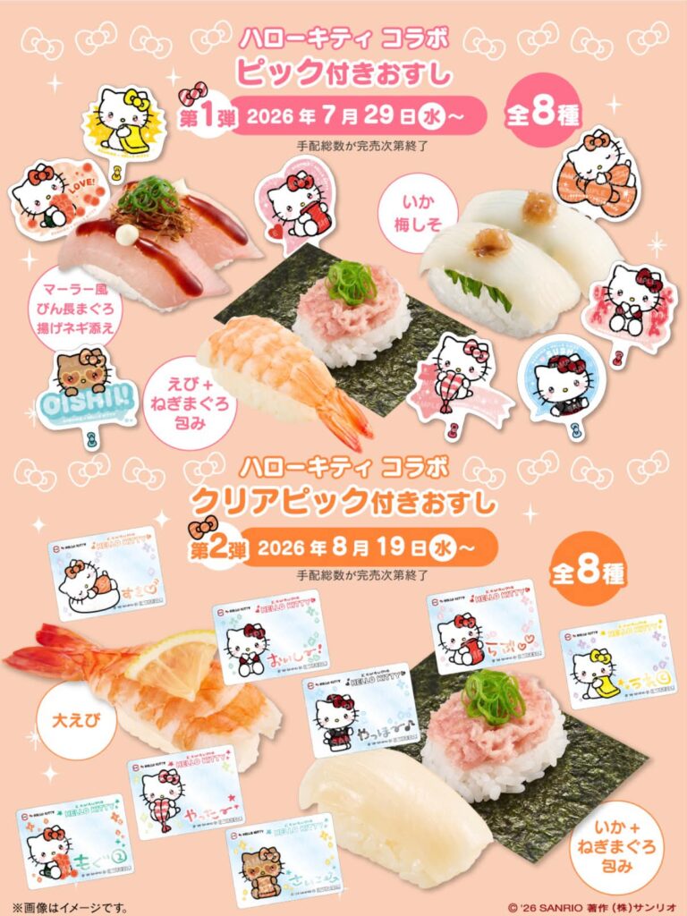 【スシロー×キティちゃんコラボ】7/29～9/6まで開催！ステッカーやコラボお寿司など全ラインナップを完全網羅してご紹介！