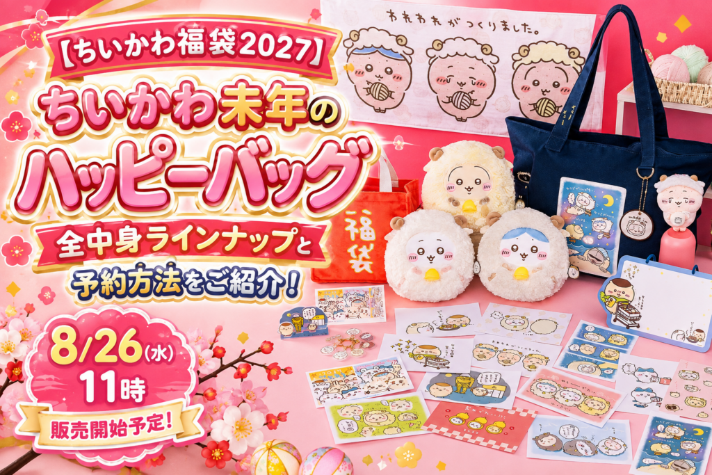 【ちいかわ福袋2027】ちいかわ未年のハッピーバッグ全中身ラインナップと予約方法をご紹介！8/26(水)11時 販売開始予定！